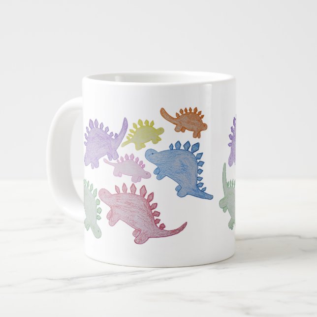 Rainbow Stegosaurus Riesenkaffee Tasse (Vorderseite Links)
