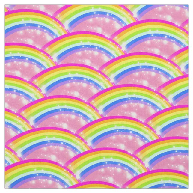 Rainbow-Sterne Rosa Himmelswiederholmuster Stoff (Muster)