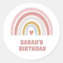 RAINBOW STICKER PASTLE PINK CUSTOM TEXT