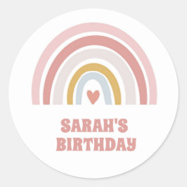RAINBOW STICKER PASTLE PINK CUSTOM TEXT