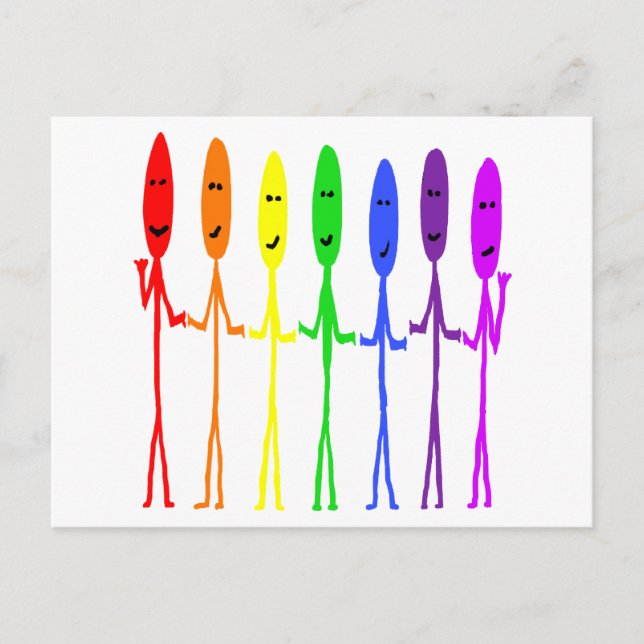 Rainbow Stickmen Postkarte (Vorderseite)