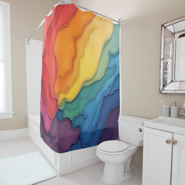 Rainbow Stolz Liebe glücklich bunt Duschvorhang (Beispiel)