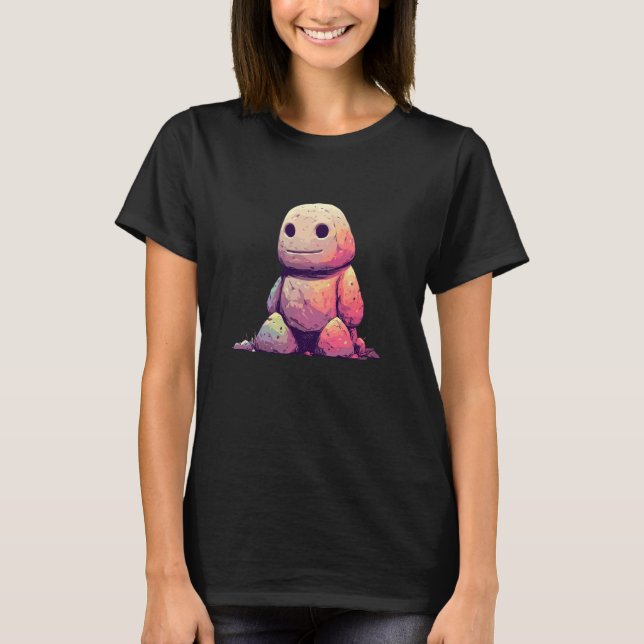 Rainbow Stone Golem Cute Fantasy Pastel Creature T-Shirt (Vorderseite)