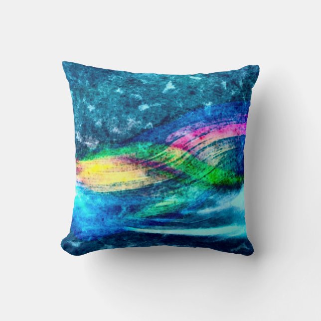 Rainbow Storm Airbrush Art Plush Throw Kissen (Vorderseite)