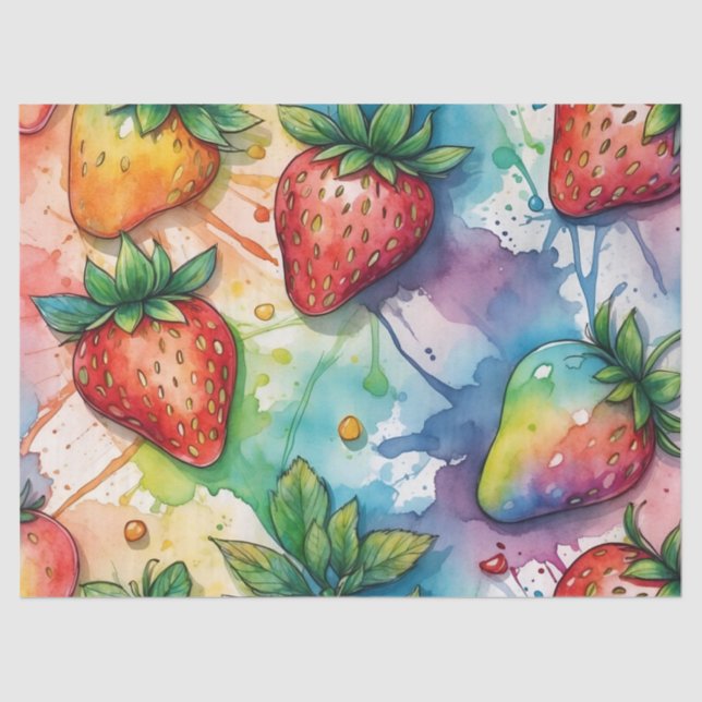 Rainbow Strawberries Decoupage Seidenpapier (Vorderseite)