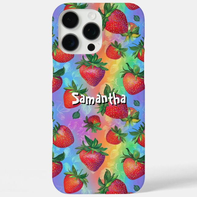 Rainbow Strawberry Muster mit benutzerdefinierbare Case-Mate iPhone Hülle (Rückseite)