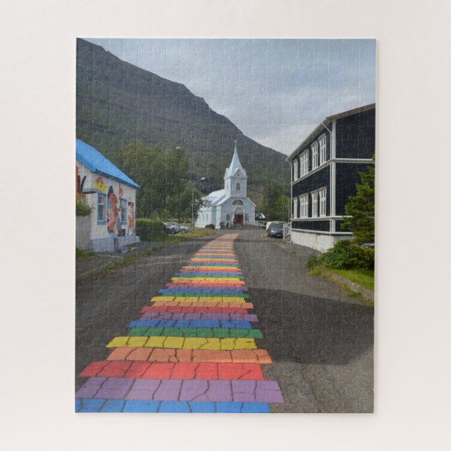 Rainbow Street in Seydisfjordur, Island Puzzle (Vertikal)