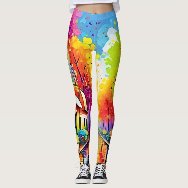 Rainbow Street: Lebendige Stadt Leggings (Vorderseite)