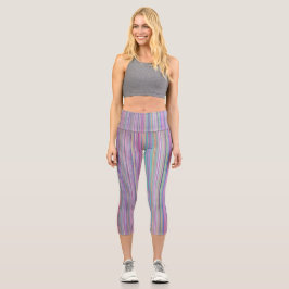 Rainbow Strip Capri Leggings