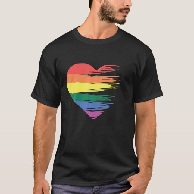 Rainbow Strip Herzdesign Kidcore Ästhetischer Edg T-Shirt (Vorderseite)