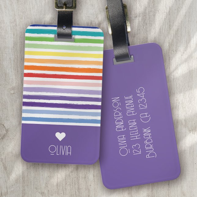 Rainbow Strip Monogram Heart Gepäckanhänger (Von Creator hochgeladen)
