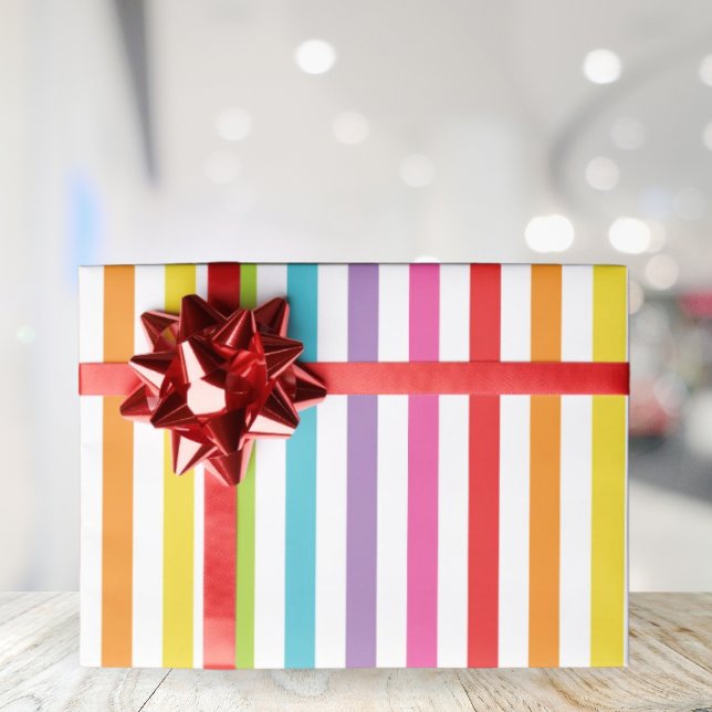 Rainbow Strip Party Wrapping Paper Geschenkpapier (Rainbow Striped Party Wrapping Paper)