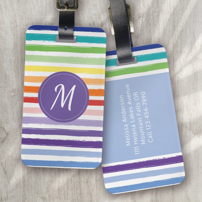 Rainbow Stripe Monogramm Gepäckanhänger (Von Creator hochgeladen)
