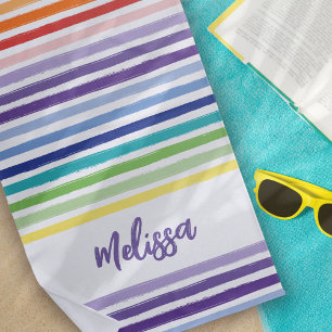 Rainbow Stripe Monogramm Strandtuch