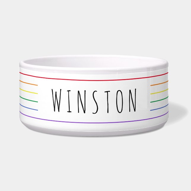 Rainbow Stripe Pride Subtile einfache minimale Kat Napf (Vorderseite)