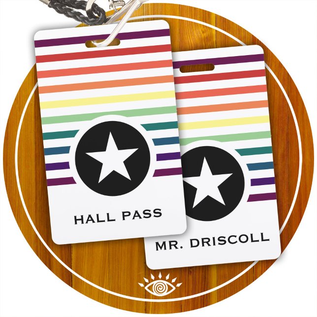 Rainbow Striped Chic Star Hall Pass für Lehrer Ausweis (Von Creator hochgeladen)