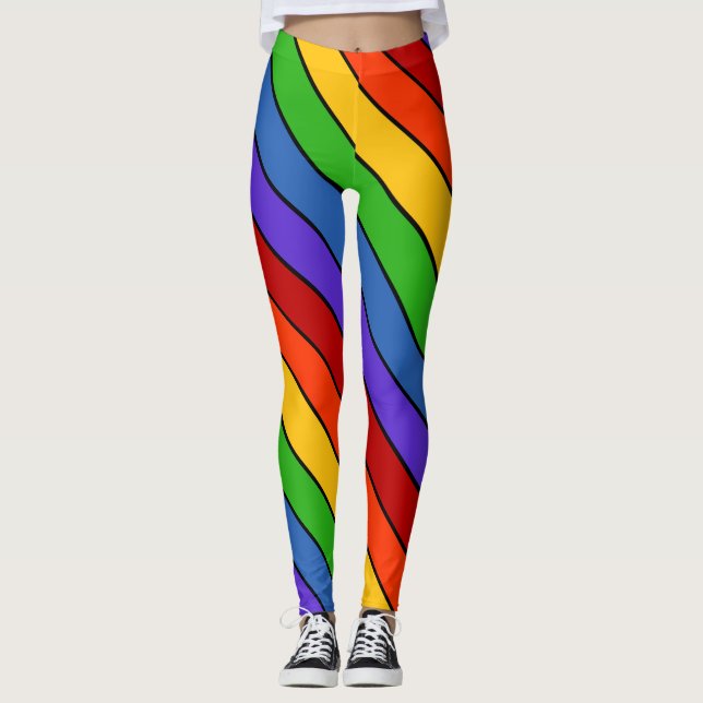 Rainbow Striped Diagonal Leggings (Vorderseite)
