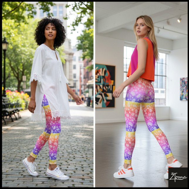 Rainbow Striped Organic Pebble Dot Pattern Leggings (Von Creator hochgeladen)