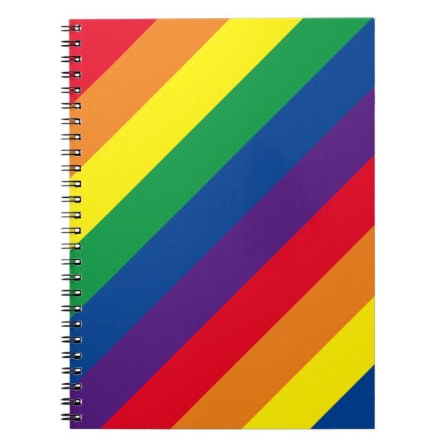 Rainbow Striped Spiral Notebook im Stil der 80er J Notizblock (Vorderseite)
