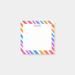 Rainbow Stripes CUSTOM Chic Monogram Personalisier Post-it Klebezettel