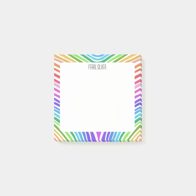 Rainbow Stripes CUSTOM Chic Monogram Personalisier Post-it Klebezettel (Vorderseite)