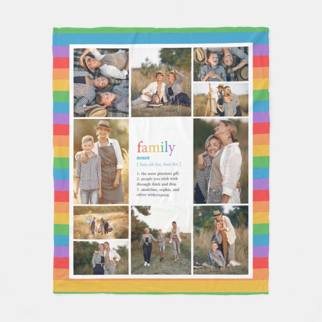 Rainbow Stripes Family Definition Fotolage Fleecedecke (Vorderseite)