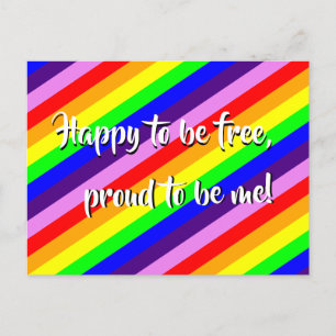Rainbow Stripes farbenfroher Stolz - Proud Zitat Postkarte