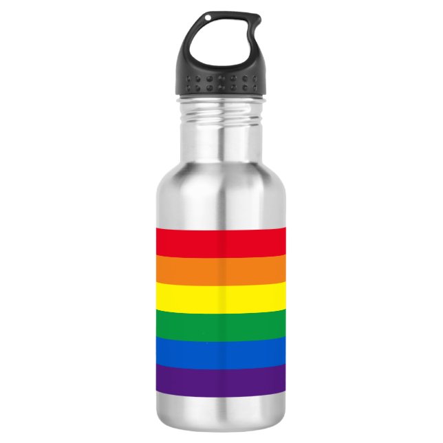 Rainbow Stripes farbig Lgbt Gay Flag Edelstahlflasche (Vorderseite)