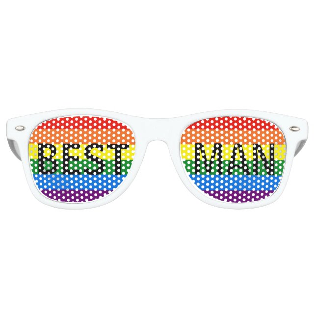 Rainbow Stripes Gay Wedding Party Shades Bestman Sonnenbrille (Vorderseite)