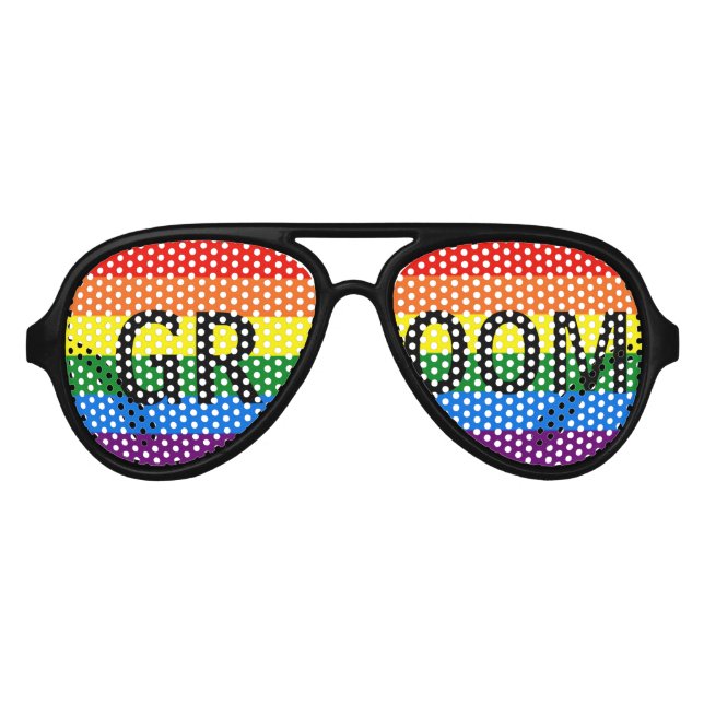 Rainbow Stripes Gay Wedding Party Shades Groom Sonnenbrille (Vorderseite)