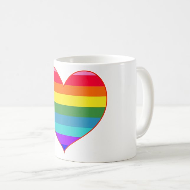 Rainbow Stripes Herz Kaffeetasse (VorderseiteRechts)