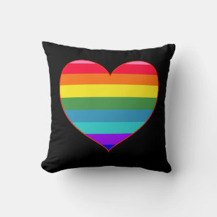 Rainbow Stripes Herz Kissen