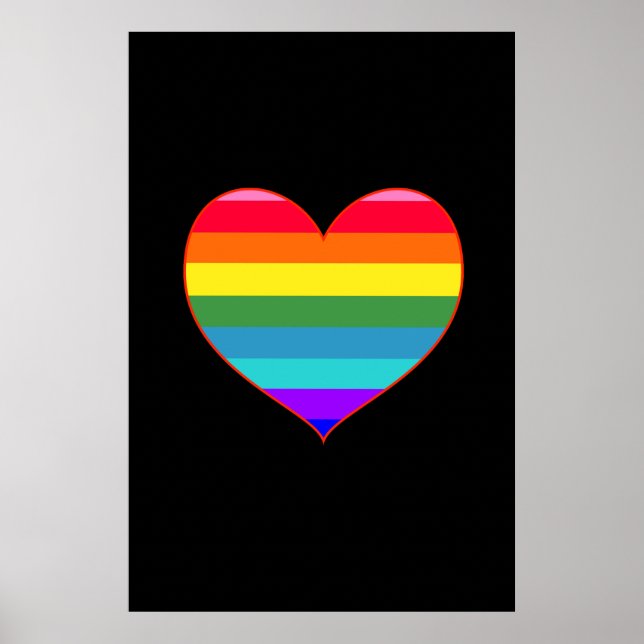 Rainbow Stripes Herz Poster (Vorne)