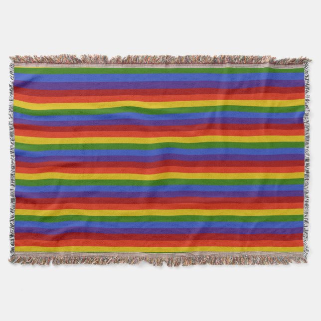 Rainbow Stripes Horizontal Muster bunt Decke (Vorderseite)