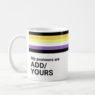 Rainbow Stripes LGBT Name Pronouns Nicht binäre Fl Kaffeetasse