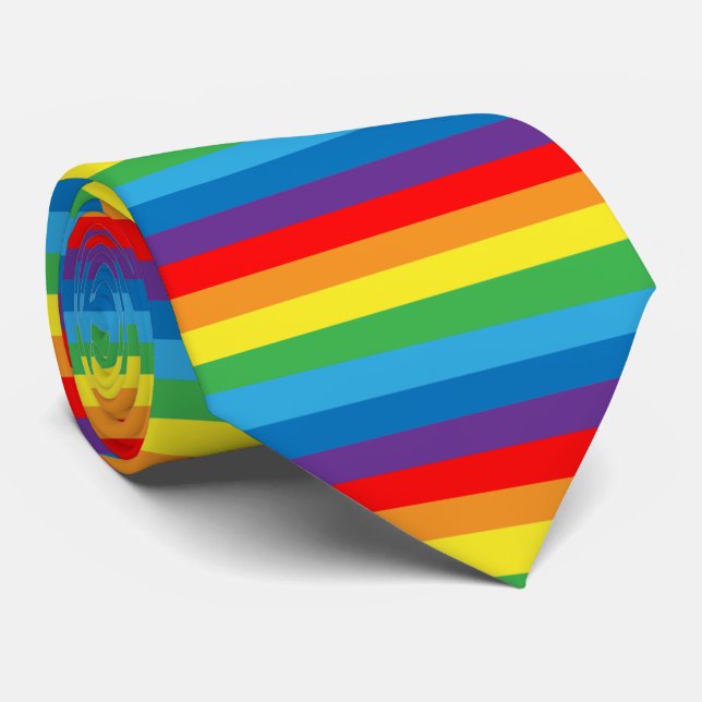 Rainbow Stripes LGBTQ-Muster Krawatte (Gerollt)