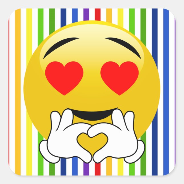 Rainbow Stripes Liebe Heart Eye Emoji Stickers (Vorderseite)