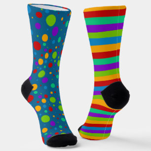 Rainbow Stripes Polka Dot Socken