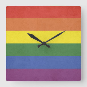 Rainbow stripes quadratische wanduhr