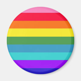 Rainbow Stripes Round Button Magnet