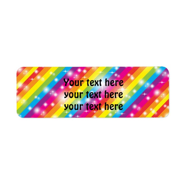 Rainbow Stripes Sparkle Glitzer Address Labels (Vorne)