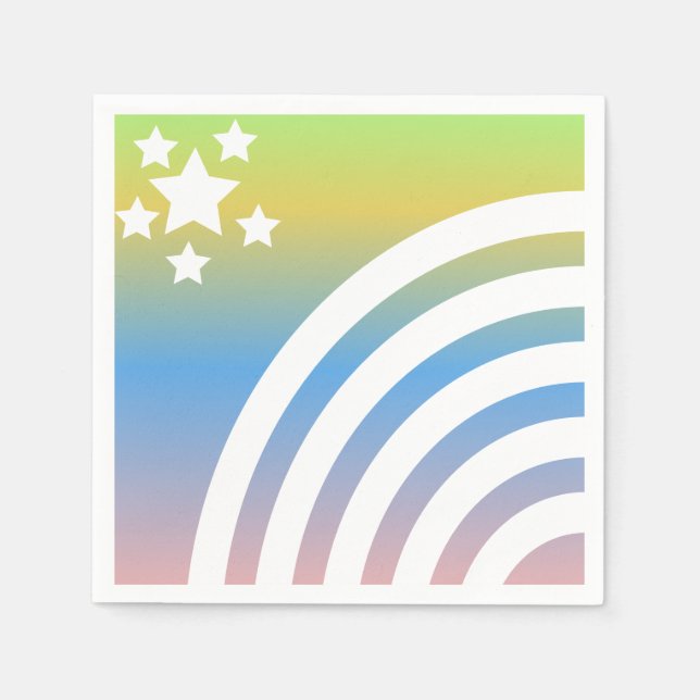 Rainbow Stripes Stars Einhorniges Party Serviette (Vorderseite)