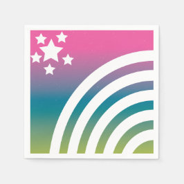 Rainbow Stripes Stars Einhorniges Party Serviette