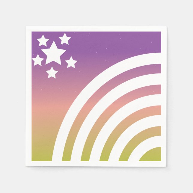 Rainbow Stripes Stars Einhorniges Party Serviette (Vorderseite)