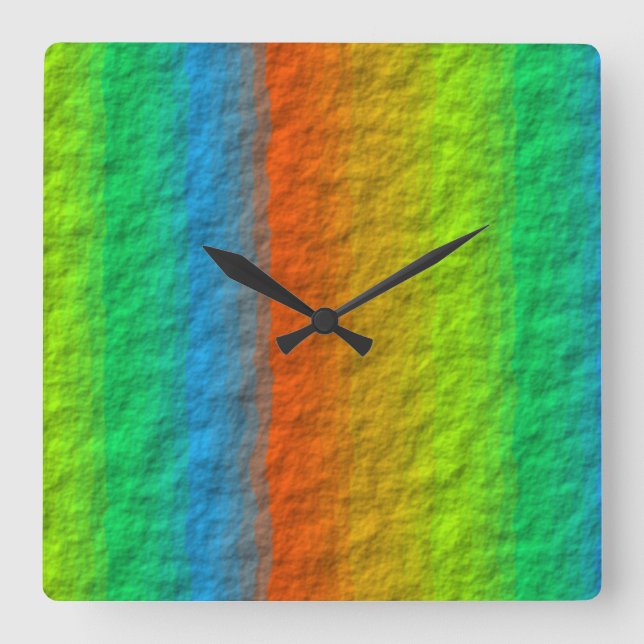 RAINBOW STRIPES TEXTURE QUADRATISCHE WANDUHR (Vorderseite)