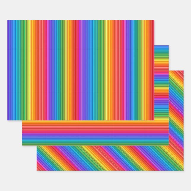 Rainbow Strips Abstrakte Wrapping Paper Sets Geschenkpapier Set (Set)