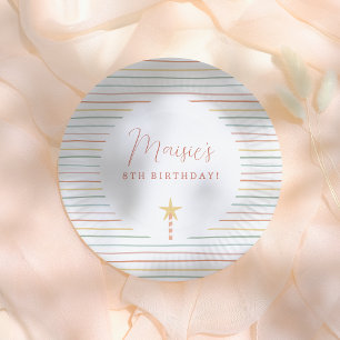 Rainbow Strips & Star Candle Geburtstagsparty Pappteller