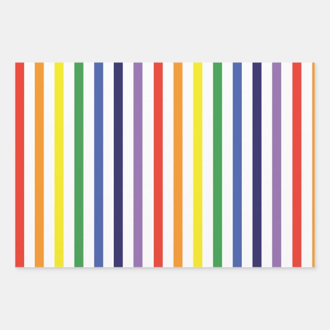 Rainbow Strips und Blue Diagonals Wrapping Paper Geschenkpapier Set (Vorderseite)