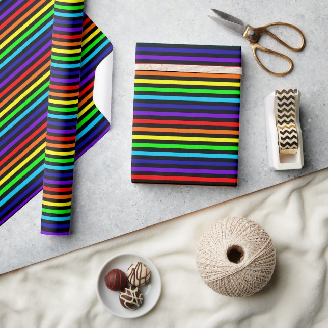 Rainbow Strips Wrapping Paper Geschenkpapier (Kunsthandwerk)