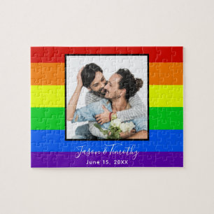 Rainbow Stripte LGBTQ Paare Foto Jubiläum Puzzle